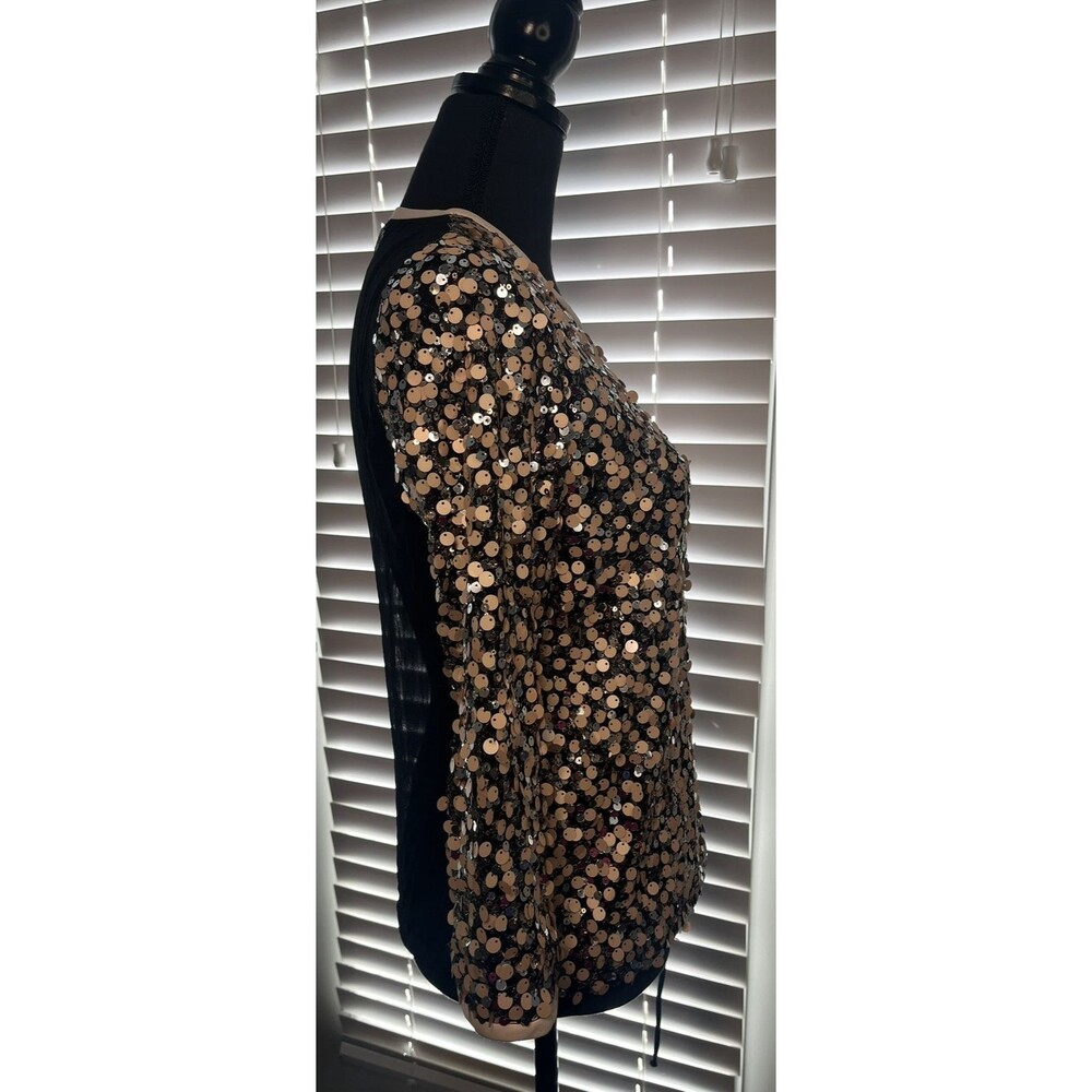 Diane Von Furstenberg Kavita Sequin Top Sz 2 Metallic Sheer Back Party - Picture 8 of 13